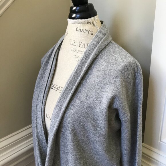 Eileen Fisher Cashmere Cardigan Sweater Womens XXS Gray Open Front Pockets Knit - Picture 8 of 12